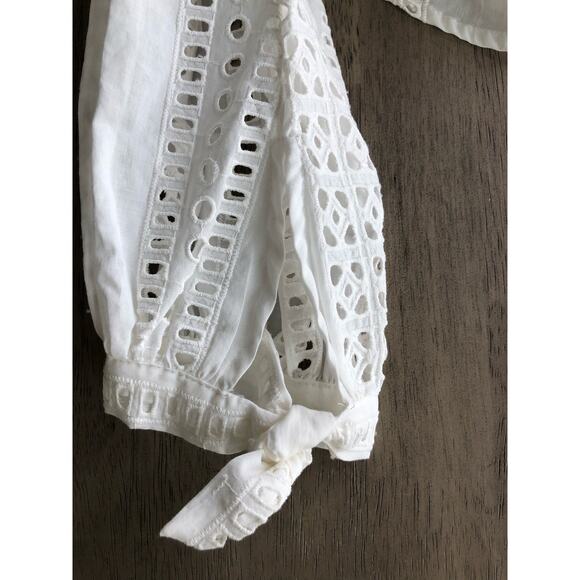 ASTR the Label Off The Shoulder Three Quarter Sleeve Eyelet Babydoll Top-XS - Picture 5 of 6